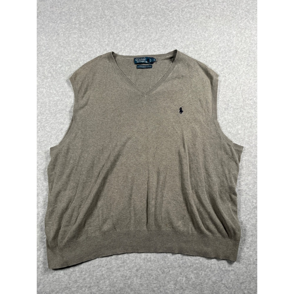 Polo Ralph Lauren Sweater Vest Mens XXL Gray Pima Cotton Old Money Academia